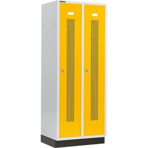 Schäfer Shop Select Kleiderspind, mit gelochten Streifen, 2 Abteile, 400 mm, mit Sockel, Zylinderschloss, Tür rapsgelb Schäfer Shop Select Kleiderspind, mit gelochten Streifen, 2 Abteile, 400 mm, mit Sockel, Zylinderschloss, Tür rapsgelb