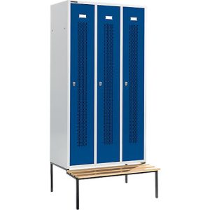 Schäfer Shop Select Kleiderspind, mit Sitzbank, 3 Abteile, 300 mm, Drehriegelverschluss, Tür enzianblau Schäfer Shop Select Kleiderspind, mit Sitzbank, 3 Abteile, 300 mm, Drehriegelverschluss, Tür enzianblau