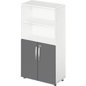 Schäfer Shop Select Kombischrank LOGIN, oben 2 Regale, unten 2 Ordnerhöhen mit Türen, B 800 x T 420 x H 1514 mm, weiß/graphit Schäfer Shop Select Kombischrank LOGIN, oben 2 Regale, unten 2 Ordnerhöhen mit Türen, B 800 x T 420 x H 1514 mm, weiß/graphit