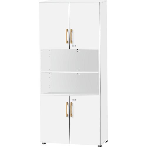 Schäfer Shop Select Kombischrank Start Off Wood, 6 OH, abschließbar, B 800 x T 420 x H 2240 mm, Holz, weiß