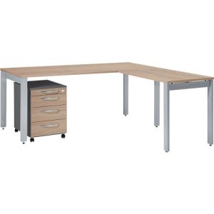 Schäfer Shop Select Komplettset LOGIN, 4-Fuß Schreibtisch 1800 mm, 4-Fuß Anbautisch, Rollcontainer, graphit/Eiche-Dekor Schäfer Shop Select Komplettset LOGIN, 4-Fuß Schreibtisch 1800 mm, 4-Fuß Anbautisch, Rollcontainer, graphit/Eiche-Dekor