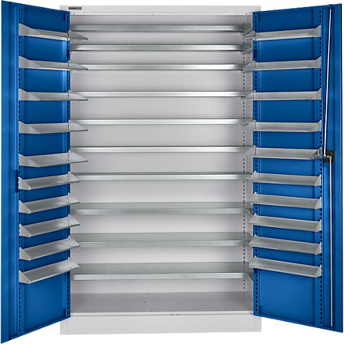 Schäfer Shop Select Magazinschrank, 10 Fachböden, ohne Ausstattung, B 1200 x T 500 x H 1935 mm, Stahl, weißaluminium/enzianblau