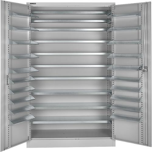 Schäfer Shop Select Magazinschrank, 10 Fachböden, ohne Ausstattung, B 1200 x T 500 x H 1935 mm, Stahl, weißaluminium