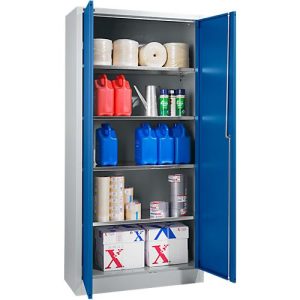 Schäfer Shop Select Materialschrank, abschließbar, 4 verzinkte Böden, 5 OH, B 800 x T 400 x H 1935 mm, Stahl, weißaluminium/enzianblau Schäfer Shop Select Materialschrank, abschließbar, 4 verzinkte Böden, 5 OH, B 800 x T 400 x H 1935 mm, Stahl, weißaluminium/enzianblau