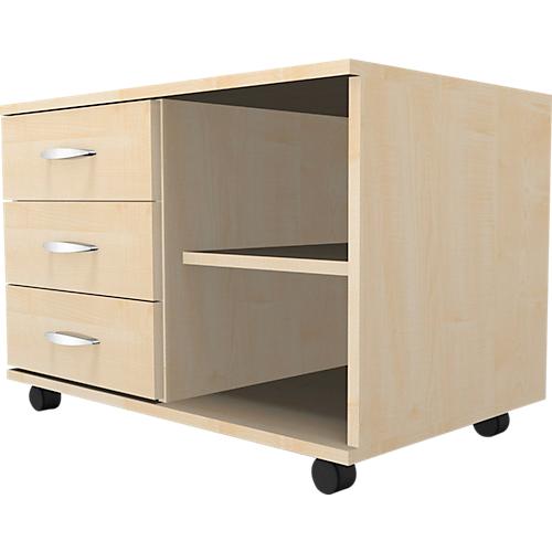 Schäfer Shop Select Mobiles Sideboard, Regal + 3 Schübe + Utensilienschub, B 800, anstellbar links, Ahorn
