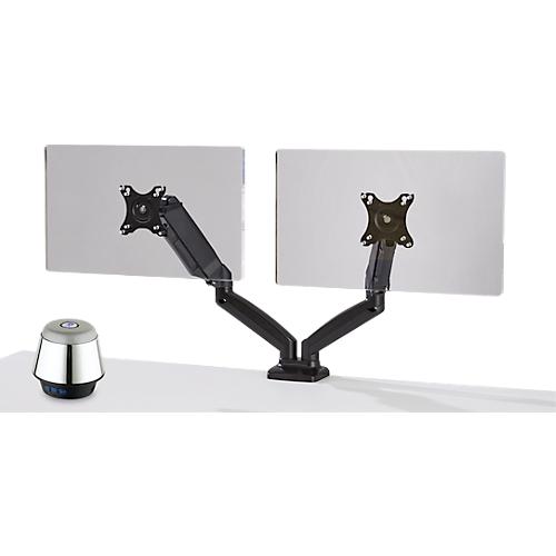 Schäfer Shop Select Monitorarm MX8-124, für 2 Displays bis 24 Zoll + Bluetooth Lautsprecher Chrome