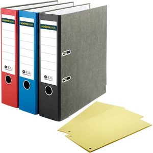 Schäfer Shop Select Ordner, A4, Rückenbreite 80 mm, Qualitäts-Hebelmechanik, Griffloch, 20 Stück, schwarz + gratis Trennstreifen, gelb, 100 Stück Schäfer Shop Select Ordner, A4, Rückenbreite 80 mm, Qualitäts-Hebelmechanik, Griffloch, 20 Stück, schwarz + gratis Trennstreifen, gelb, 100 Stück