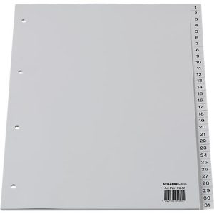 Schäfer Shop Select Ordnerregister, für DIN A4, numerisch, 31 Fächer, Polypropylen, grau Schäfer Shop Select Ordnerregister, für DIN A4, numerisch, 31 Fächer, Polypropylen, grau