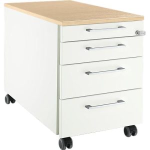 Schäfer Shop Select Rollcontainer 1233, 3 Schübe & 1 Utensilienauszug, Griff eckig, weiß/Ahorn-Dekor Schäfer Shop Select Rollcontainer 1233, 3 Schübe & 1 Utensilienauszug, Griff eckig, weiß/Ahorn-Dekor