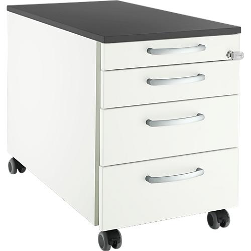 Schäfer Shop Select Rollcontainer 1233, 4 Schübe, Griff rund, weiß/graphit