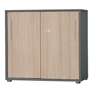 Schäfer Shop Select Schiebetürenschrank Start Off, 2 OH, abschließbar, B 800 x T 420 x H 788 mm, Holz, graphit/Eiche Schäfer Shop Select Schiebetürenschrank Start Off, 2 OH, abschließbar, B 800 x T 420 x H 788 mm, Holz, graphit/Eiche