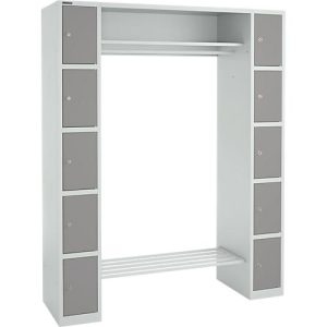 Schäfer Shop Select Schließfachgarderobe, mit Hutablage & Kleiderstange, 2 x 5 Fächer, B 1735 x T 500 x H 1950 mm, lichtgrau/platingrau Schäfer Shop Select Schließfachgarderobe, mit Hutablage & Kleiderstange, 2 x 5 Fächer, B 1735 x T 500 x H 1950 mm, lichtgrau/platingrau