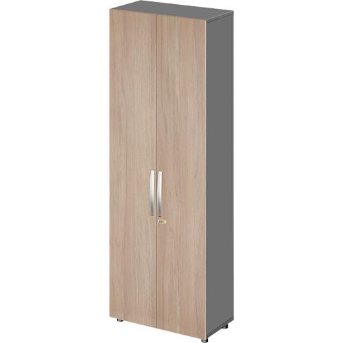 Schäfer Shop Select Schrank LOGIN, 6 Ordnerhöhen, B 800 x T 420 x H 2240 mm,graphit/Eiche