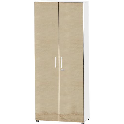 Schäfer Shop Select Schrank SET UP, 6 OH, abschließbar, B 800 x T 420 x H 2240 mm, weiß/Wildeiche