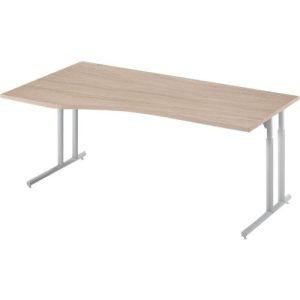 Schäfer Shop Select Schreibtisch COMBITEC, Freiform, Ansatz links, C-Fuß, B 1800 x T 1000/800 x H 677-817 mm, Eiche/weißaluminium Schäfer Shop Select Schreibtisch COMBITEC, Freiform, Ansatz links, C-Fuß, B 1800 x T 1000/800 x H 677-817 mm, Eiche/weißaluminium