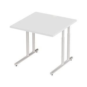 Schäfer Shop Select Schreibtisch COMBITEC, Quadrat, C-Fuß, B 800 x T 800 x H 677-817 mm, lichtgrau/weißaluminium Schäfer Shop Select Schreibtisch COMBITEC, Quadrat, C-Fuß, B 800 x T 800 x H 677-817 mm, lichtgrau/weißaluminium