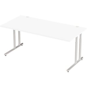 Schäfer Shop Select Schreibtisch COMBITEC, Rechteck, C-Fuß, B 1800 x T 800 x H 677-817 mm, weiß/weißaluminium Schäfer Shop Select Schreibtisch COMBITEC, Rechteck, C-Fuß, B 1800 x T 800 x H 677-817 mm, weiß/weißaluminium