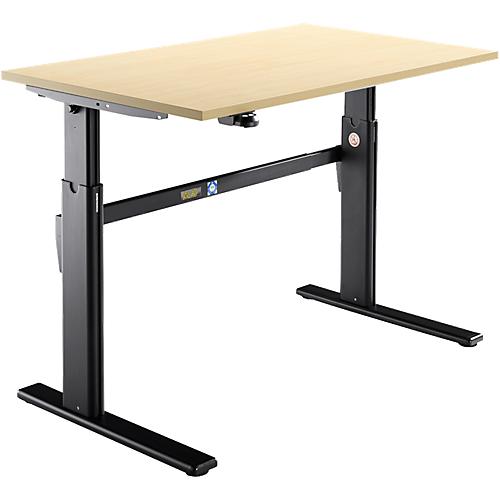 Schäfer Shop Select Schreibtisch, elektrisch höhenverstellbar, Rechteck, C-Fuß, B 1200 x T 800 x H 725-1185 mm, Ahorn/schwarz