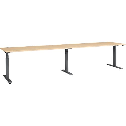 Schäfer Shop Select Schreibtisch ERGO-T 2.0 Big, elektr. höhenverstellbar, Rechteck, T-Fuß, B 3600 x T 800 x H 640-1300 mm, Ahorn/anthrazit