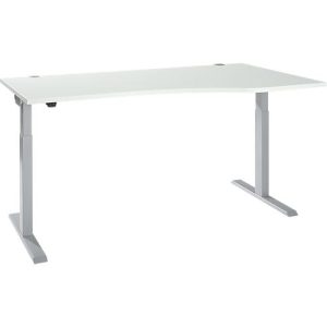 Schäfer Shop Select Schreibtisch ERGO-T 2.0, elektrisch höhenverstellbar, Freiform Ansatz rechts, T-Fuß, B 1800 x H 715-1205 mm, lichtgrau/weißalu Schäfer Shop Select Schreibtisch ERGO-T 2.0, elektrisch höhenverstellbar, Freiform Ansatz rechts, T-Fuß, B 1800 x H 715-1205 mm, lichtgrau/weißalu