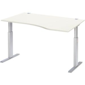 Schäfer Shop Select Schreibtisch ERGO-T, elektrisch höhenverstellbar, Freiform, Ansatz rechts, T-Fuß, B 1800 x H 725-1185 mm, weiß/weißalu Schäfer Shop Select Schreibtisch ERGO-T, elektrisch höhenverstellbar, Freiform, Ansatz rechts, T-Fuß, B 1800 x H 725-1185 mm, weiß/weißalu