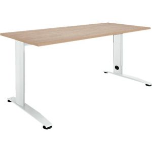 Schäfer Shop Select Schreibtisch LOGIN, manuell höheneinstellbar, C-Fuß, B 1200 x T 800 x H 660-820 mm, Eiche/verkehrsweiß Schäfer Shop Select Schreibtisch LOGIN, manuell höheneinstellbar, C-Fuß, B 1200 x T 800 x H 660-820 mm, Eiche/verkehrsweiß