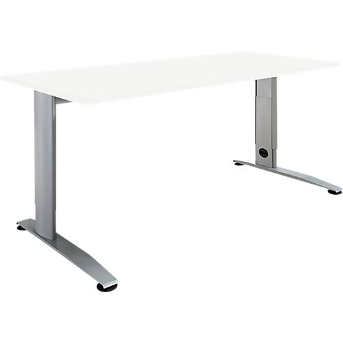 Schäfer Shop Select Schreibtisch LOGIN, manuell höheneinstellbar, C-Fuß, B 1200 x T 800 x H 660-820 mm, weiß/weißalu