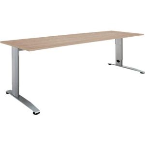 Schäfer Shop Select Schreibtisch LOGIN, manuell höheneinstellbar, C-Fuß, B 1600 x T 800 x H 660-820 mm, Eiche/weißalu Schäfer Shop Select Schreibtisch LOGIN, manuell höheneinstellbar, C-Fuß, B 1600 x T 800 x H 660-820 mm, Eiche/weißalu