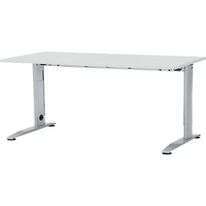 Schäfer Shop Select Schreibtisch LOGIN, manuell höheneinstellbar, C-Fuß, B 1600 x T 800 x H 660-820 mm, lichtgrau/weißalu Schäfer Shop Select Schreibtisch LOGIN, manuell höheneinstellbar, C-Fuß, B 1600 x T 800 x H 660-820 mm, lichtgrau/weißalu