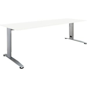 Schäfer Shop Select Schreibtisch LOGIN, manuell höheneinstellbar, C-Fuß, B 1600 x T 800 x H 660-820 mm, weiß/weißalu Schäfer Shop Select Schreibtisch LOGIN, manuell höheneinstellbar, C-Fuß, B 1600 x T 800 x H 660-820 mm, weiß/weißalu