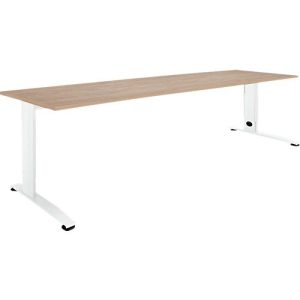 Schäfer Shop Select Schreibtisch LOGIN, manuell höheneinstellbar, C-Fuß, B 1800 x T 800 x H 660-820 mm, Eiche/verkehrsweiß Schäfer Shop Select Schreibtisch LOGIN, manuell höheneinstellbar, C-Fuß, B 1800 x T 800 x H 660-820 mm, Eiche/verkehrsweiß