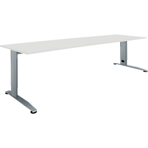 Schäfer Shop Select Schreibtisch LOGIN, manuell höheneinstellbar, C-Fuß, B 1800 x T 800 x H 660-820 mm, lichtgrau/basaltgrau