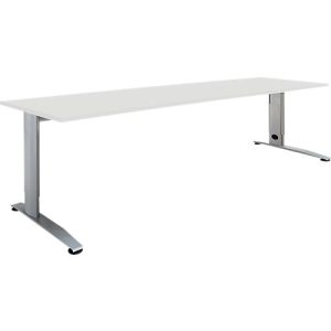 Schäfer Shop Select Schreibtisch LOGIN, manuell höheneinstellbar, C-Fuß, B 1800 x T 800 x H 660-820 mm, lichtgrau/weißalu Schäfer Shop Select Schreibtisch LOGIN, manuell höheneinstellbar, C-Fuß, B 1800 x T 800 x H 660-820 mm, lichtgrau/weißalu