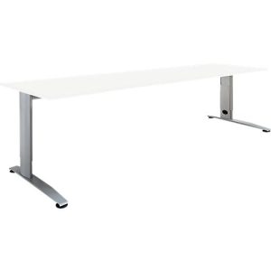 Schäfer Shop Select Schreibtisch LOGIN, manuell höheneinstellbar, C-Fuß, B 1800 x T 800 x H 660-820 mm, weiß/weißalu Schäfer Shop Select Schreibtisch LOGIN, manuell höheneinstellbar, C-Fuß, B 1800 x T 800 x H 660-820 mm, weiß/weißalu