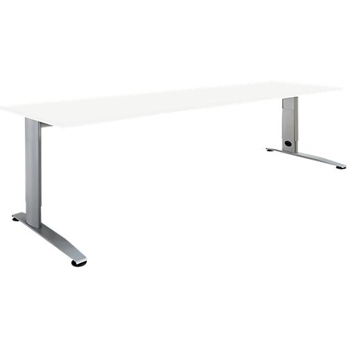 Schäfer Shop Select Schreibtisch LOGIN, manuell höheneinstellbar, C-Fuß, B 1800 x T 800 x H 660-820 mm, weiß/weißalu
