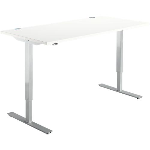 Schäfer Shop Select Schreibtisch Start Off, elektrisch höhenverstellbar, Rechteck, T-Fuß, B 1600 x T 800 x H 755-1255 mm, weiß/weißaluminium