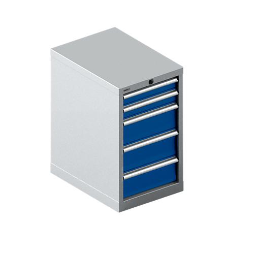 Schäfer Shop Select Schubladenschrank 18-27, 5 Schübe, bis 200 kg, B 411 x T 572 x H 700 mm, enzianblau/weißaluminium