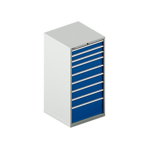 Schäfer Shop Select Schubladenschrank 36-36, 9 Schübe, bis 75 kg, B 717 x T 725 x H 1450 mm, lichtgrau/enzianblau