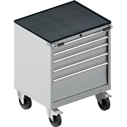 Schäfer Shop Select Schubladenschrank mit Rollen WSK 18-27, 4 Schübe, bis 200 kg, B 411 x T 572 x H 770 mm, weißaluminium/weißaluminium