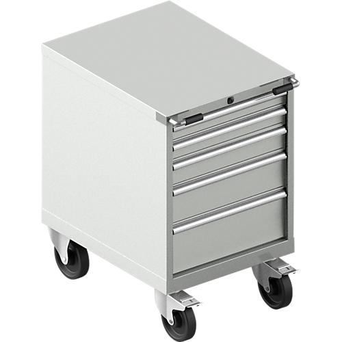 Schäfer Shop Select Schubladenschrank mit Rollen WSK 36-27, 5 Schübe, bis 200 kg, B 717 x T 572 x H 920 mm, lichtgrau/lichtgrau