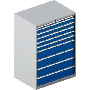 Schäfer Shop Select Schubladenschrank WSK 54-36, Stahl, 10 Schübe, bis 200 kg, B 1023 x T 725 x H 1450 mm, weissaluminium/enzianblau Schäfer Shop Select Schubladenschrank WSK 54-36, Stahl, 10 Schübe, bis 200 kg, B 1023 x T 725 x H 1450 mm, weissaluminium/enzianblau
