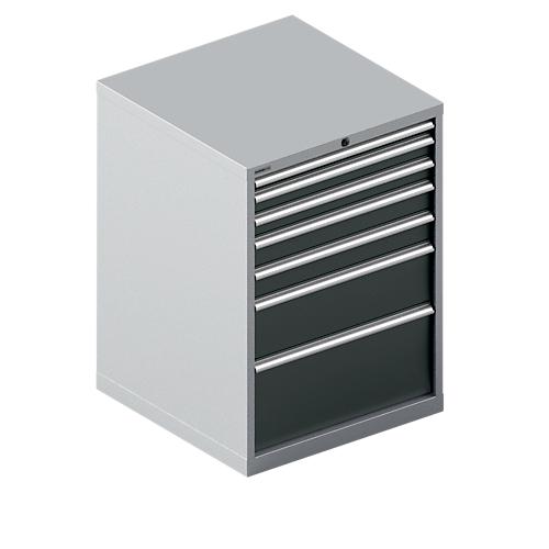 Schäfer Shop Select Schubladenschrank WSK 54-36, Stahl, 7 Schübe, bis 75 kg, B 1023 x T 725 x H 1000 mm, weissaluminium/anthrazitgrau