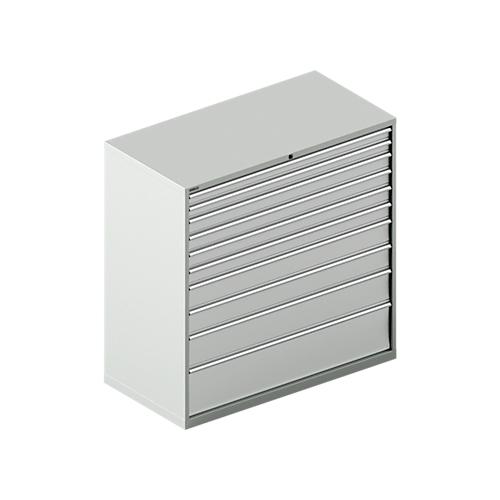 Schäfer Shop Select Schubladenschrank WSK 78–36 E, Stahl, 10 Schübe, 200 kg Traglast, B 1431 mm x T 725 mm x H 1450 mm, lichtgrau/lichtgrau