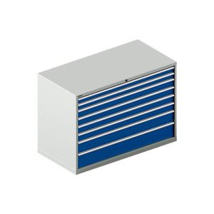 Schäfer Shop Select Schubladenschrank WSK 78–36 E, Stahl, 8 Schübe, 200 kg Traglast, B 1431 mm x T 725 mm x H 1000 mm, lichtgrau/enzianblau Schäfer Shop Select Schubladenschrank WSK 78–36 E, Stahl, 8 Schübe, 200 kg Traglast, B 1431 mm x T 725 mm x H 1000 mm, lichtgrau/enzianblau
