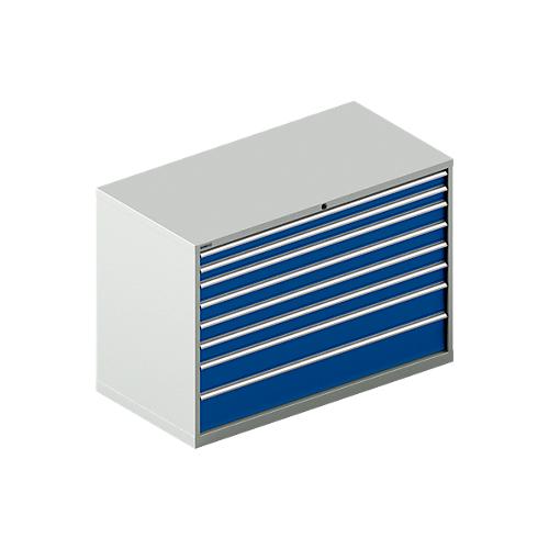 Schäfer Shop Select Schubladenschrank WSK 78–36 E, Stahl, 8 Schübe, 200 kg Traglast, B 1431 mm x T 725 mm x H 1000 mm, lichtgrau/enzianblau