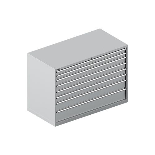 Schäfer Shop Select Schubladenschrank WSK 78–36 E, Stahl, 8 Schübe, 75 kg Traglast, B 1431 mm x T 725 mm x H 1000 mm, weißalu/weißalu