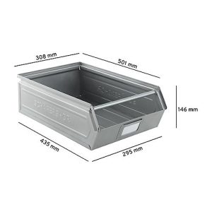 Schäfer Shop Select Sichtlagerkasten, mit Tragestab, 18,5 l, 80 kg, L 501 x B 308 x H 146 mm, Stahl, galvanisch verzinkt Schäfer Shop Select Sichtlagerkasten, mit Tragestab, 18,5 l, 80 kg, L 501 x B 308 x H 146 mm, Stahl, galvanisch verzinkt