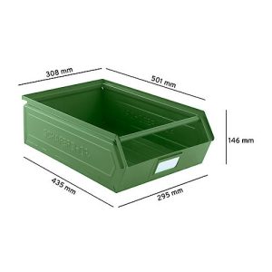 Schäfer Shop Select Sichtlagerkasten, mit Tragestab, 18,5 l, 80 kg, L 501 x B 308 x H 146 mm, Stahl, RAL 6011 (resadagrün) Schäfer Shop Select Sichtlagerkasten, mit Tragestab, 18,5 l, 80 kg, L 501 x B 308 x H 146 mm, Stahl, RAL 6011 (resadagrün)