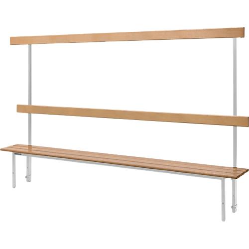 Schäfer Shop Select Sitzbank, für Umkleideräume, mit Rückwand, 10 Doppelhaken, B 1995 x T 310 x H 415 mm, lichtgrau