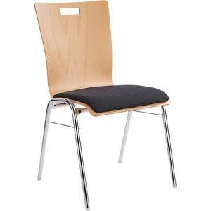 Schäfer Shop Select Stapelstuhl Natur, stapelbar bis 10 Stück, mit Stoffpolster, B 430 x T 410 x H 450 mm, Holz & Stahl Schäfer Shop Select Stapelstuhl Natur, stapelbar bis 10 Stück, mit Stoffpolster, B 430 x T 410 x H 450 mm, Holz & Stahl